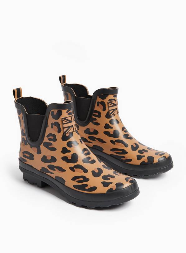 Buy Neutral Leopard Print Ankle Wellies 3 Boots Tu
